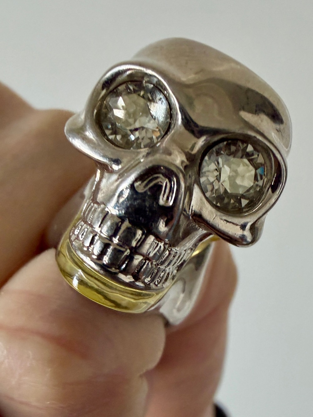 Alexander McQueen Silver-tone Skull Ring with Crystal Eyes - Sz IT 11 - Picture 8 of 9